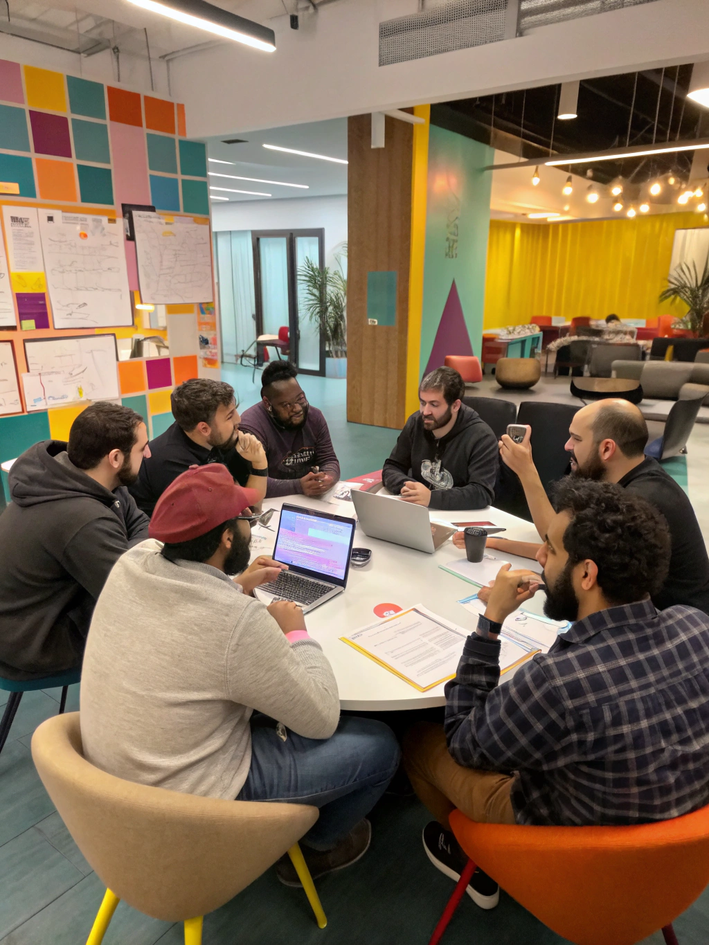 Venture capital team reviewing startup pitch decks