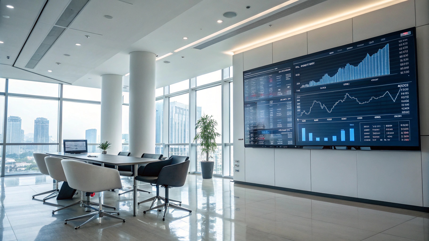 Financial data visualization on a sleek digital display